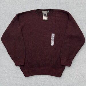 Vintage David Taylor Sweater Men's Large Burgundy Knit Crewneck Acrylic NEW